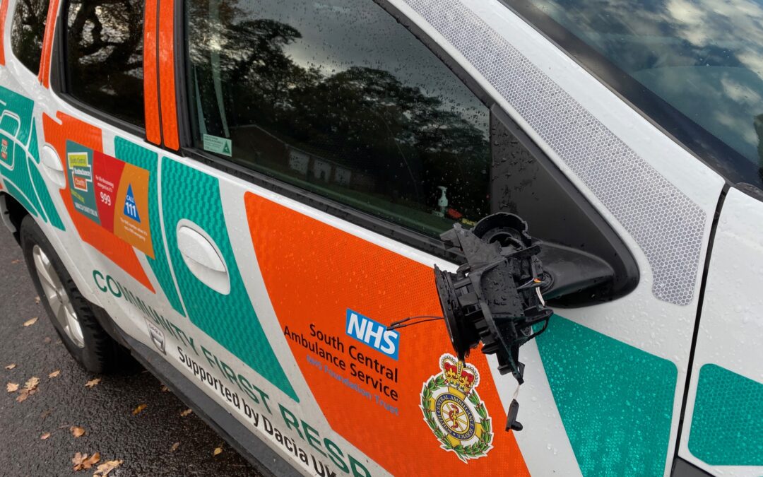 First responder car damaged in mindless attack