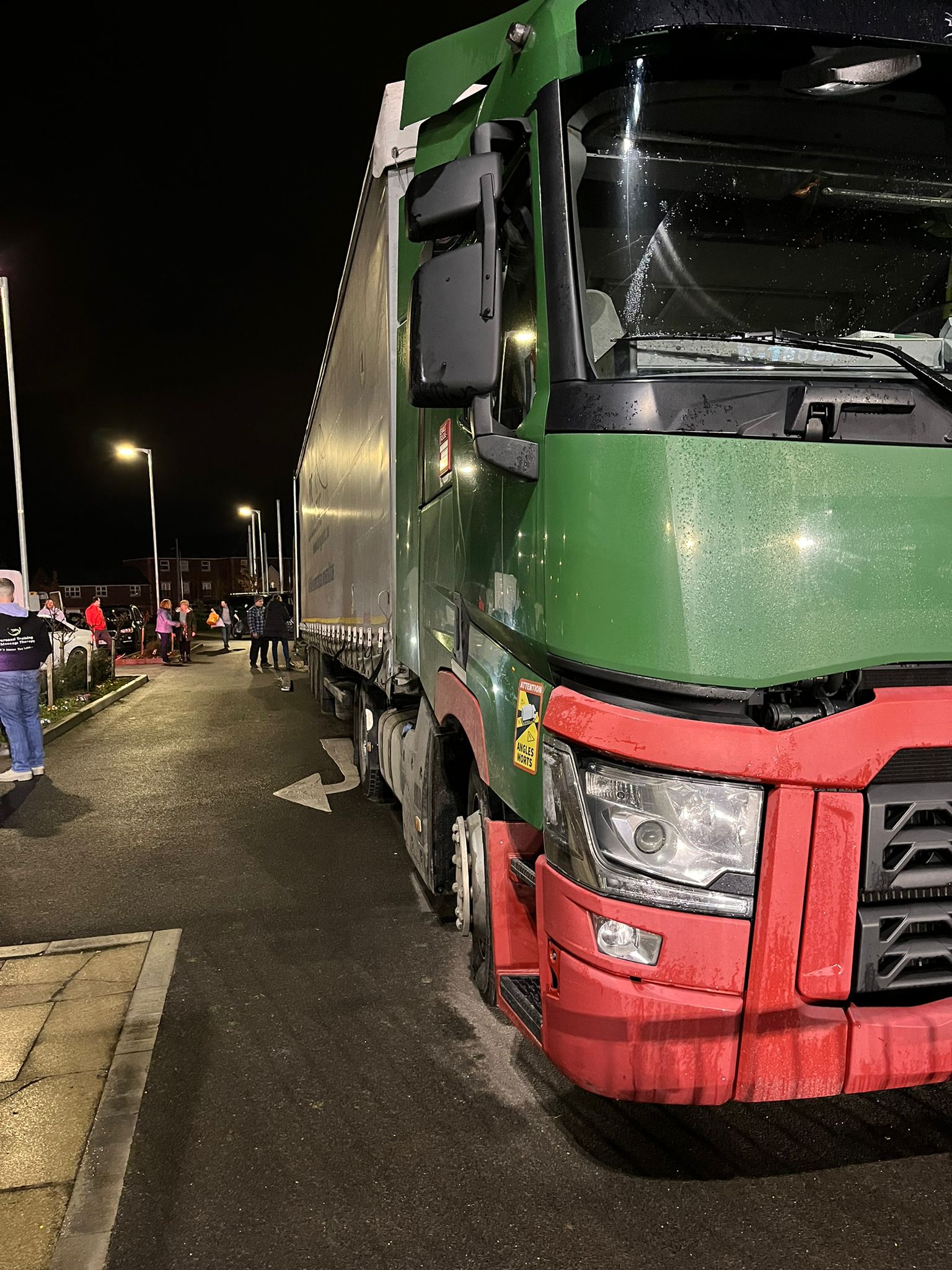 HGV lorry at night