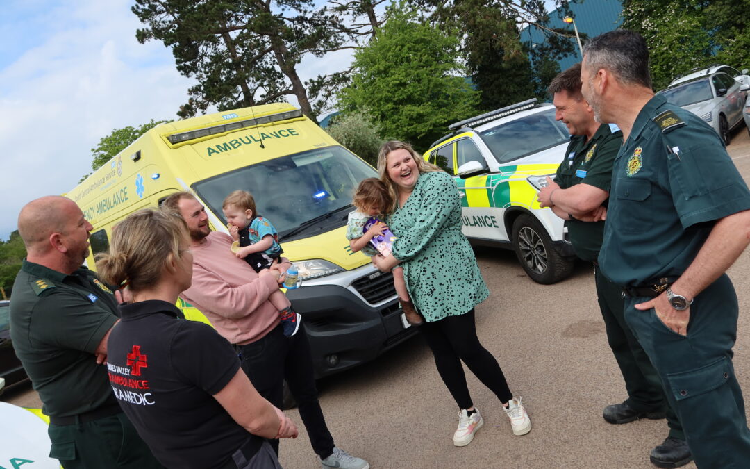 Two-year-old Rumi thanks her life-saving team
