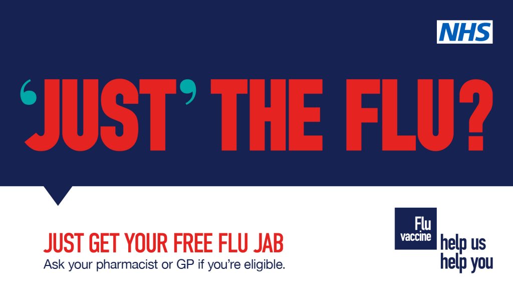 Advert encouraging at risk groups to have a flu jab