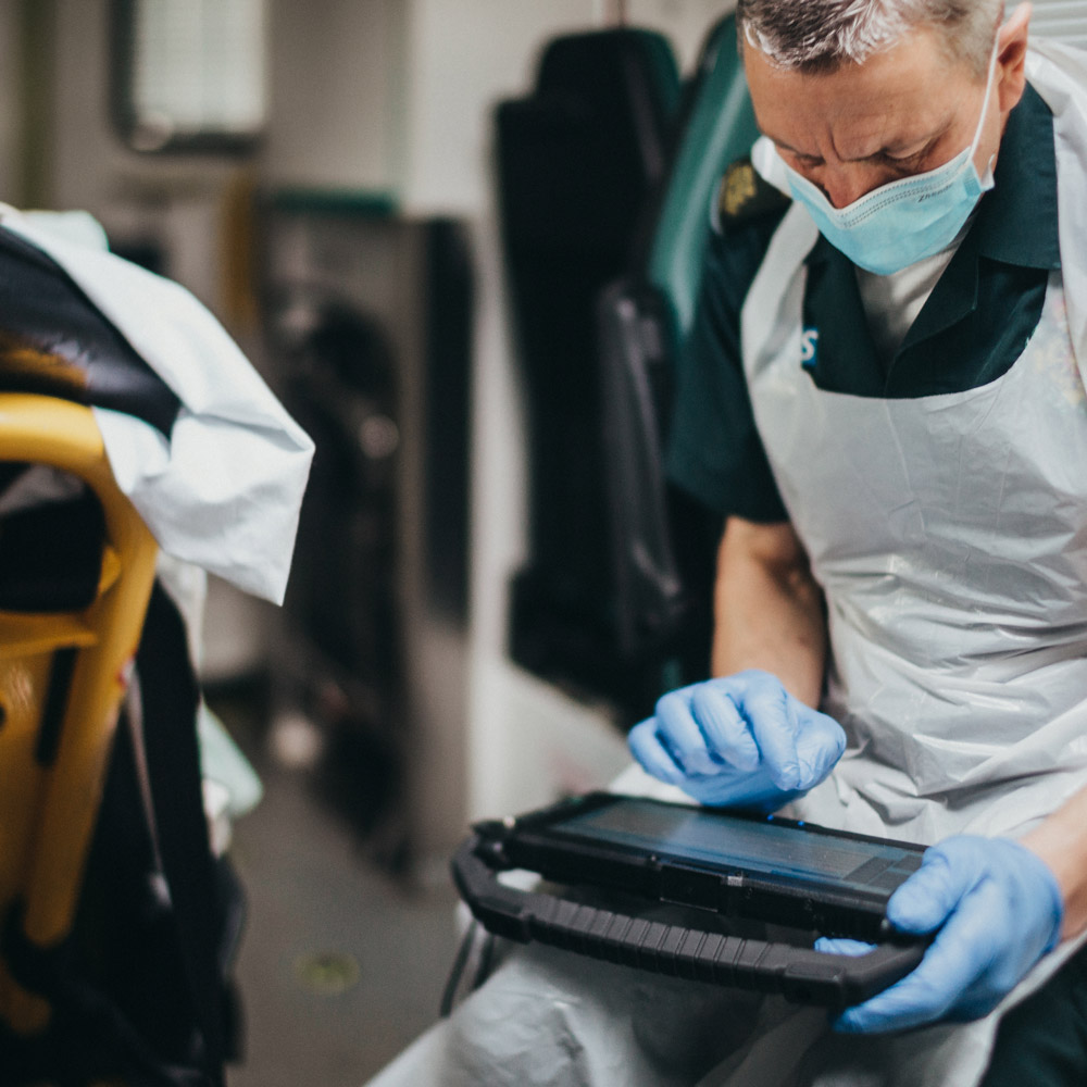 SCAS paramedic using computer