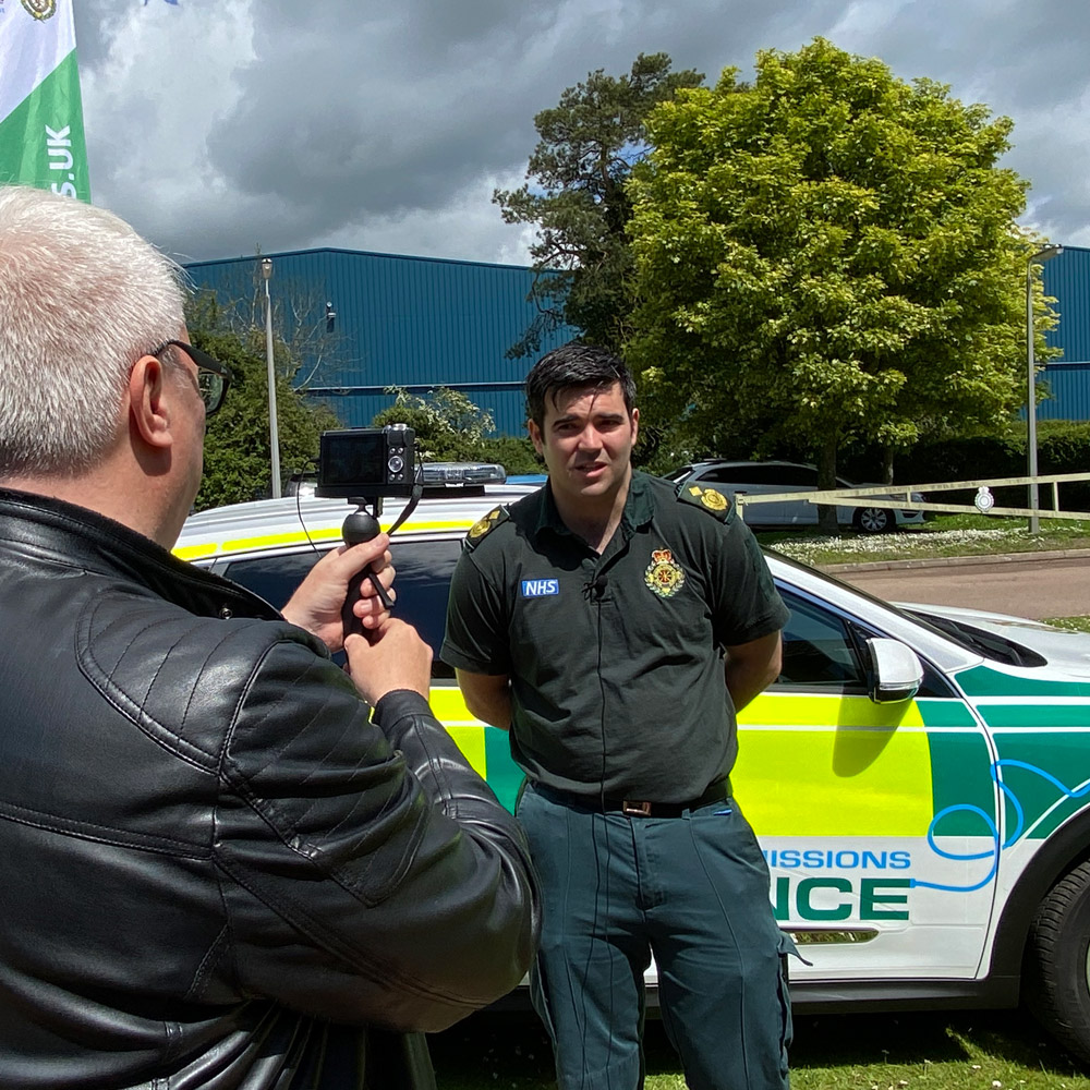 SCAS media team interviewing a paramedic