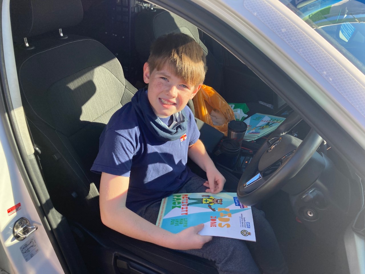 Boy in vehicle