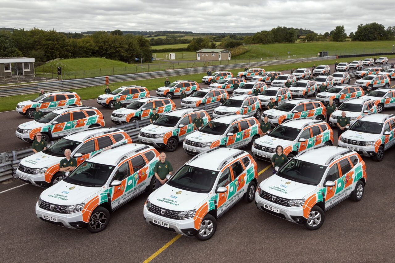 Fleet of Dacia Duster DRVs parked at Thruxton