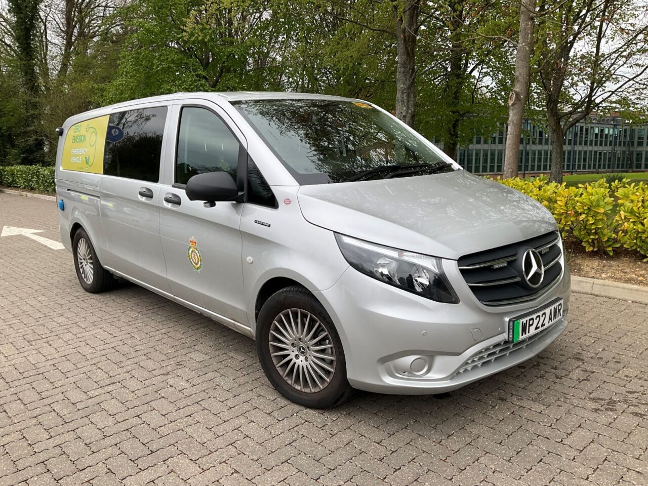 Electric Mercedes eVito van parked outside