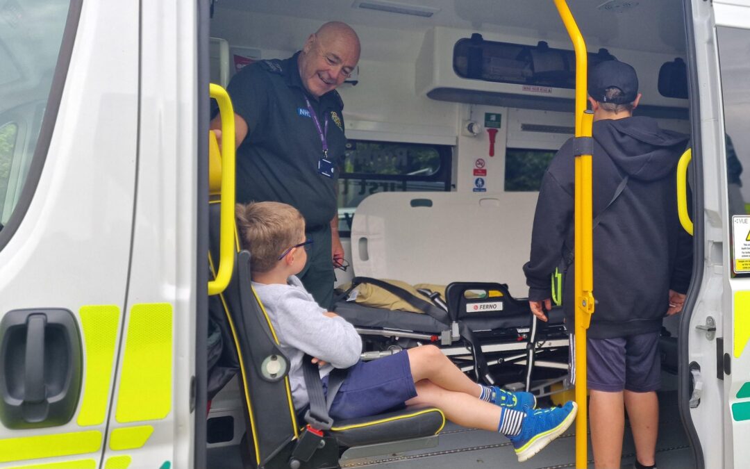 Child in an ambulance at TVP open day in Banbury
