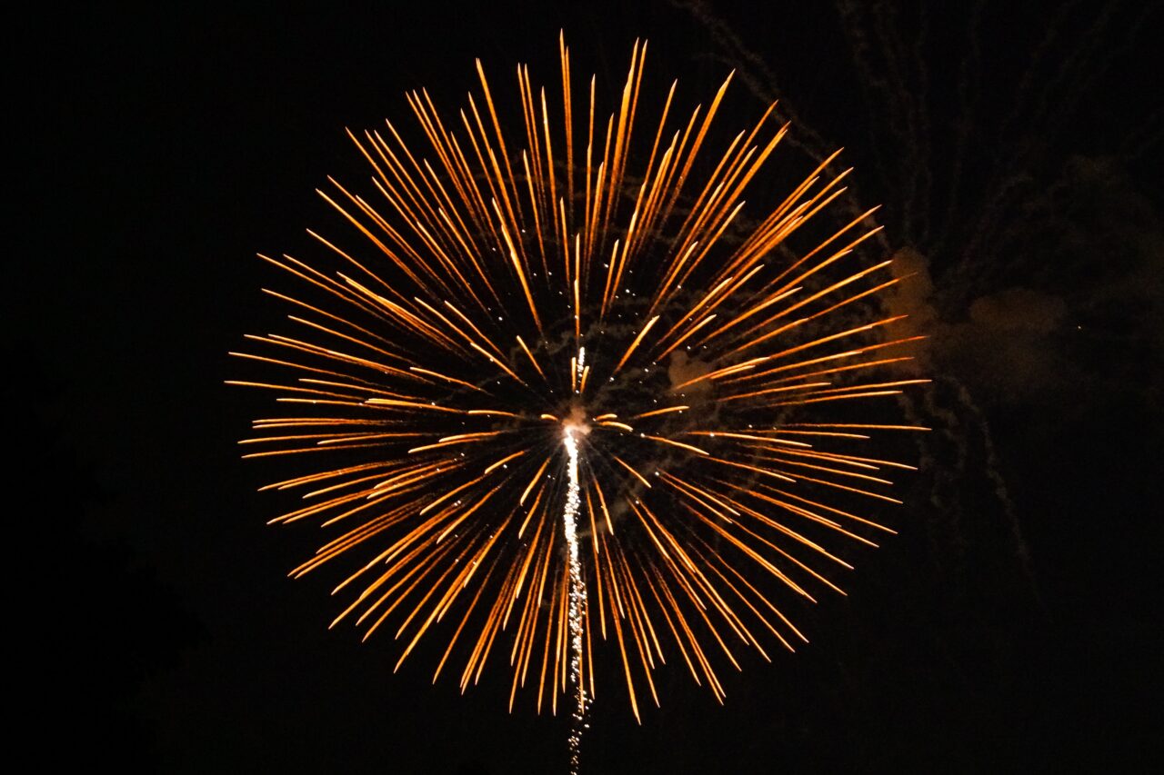 Firework rocket explosion in the night sky