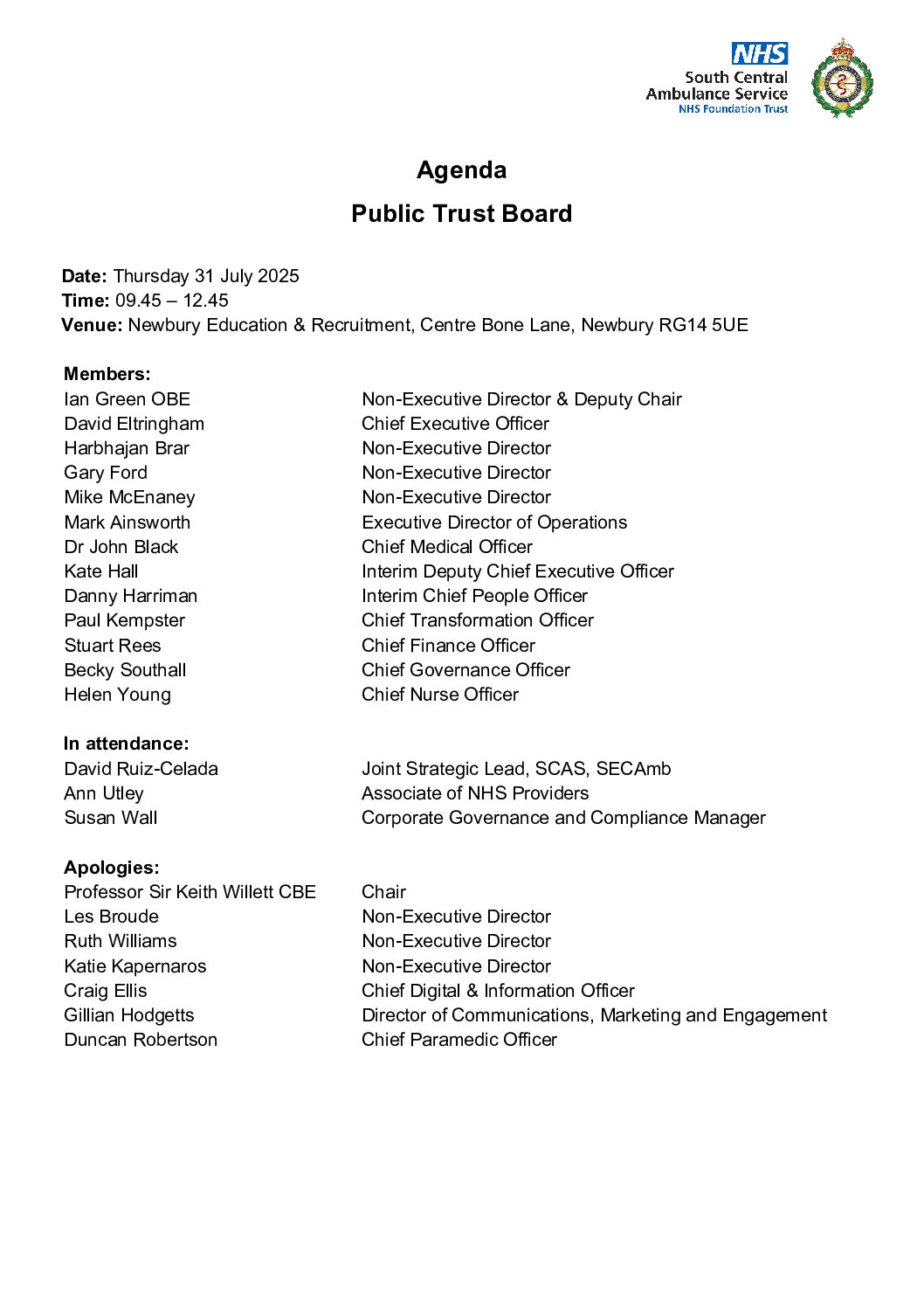 SCAS public Board papers – 31 July 2025