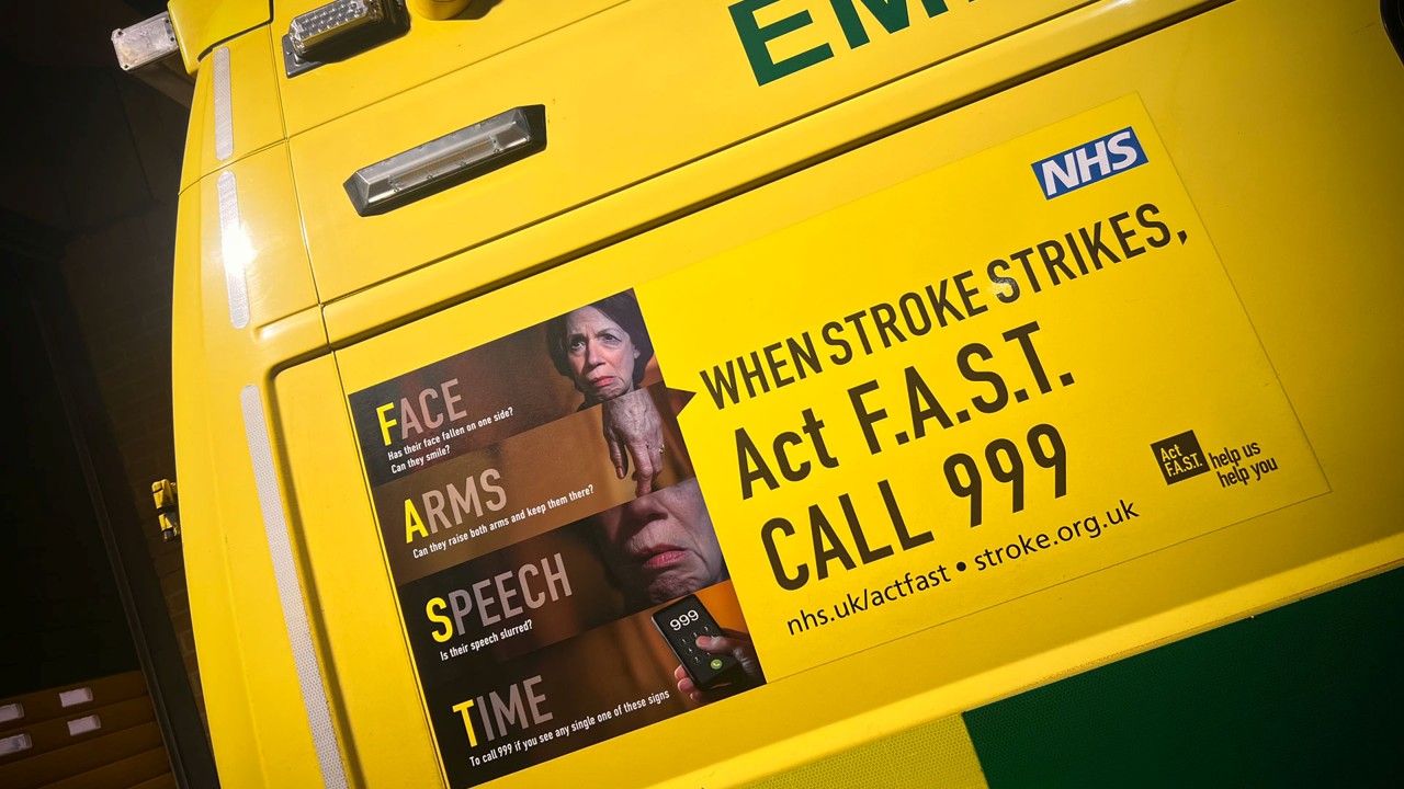 Stroke promotion on side of ambulance