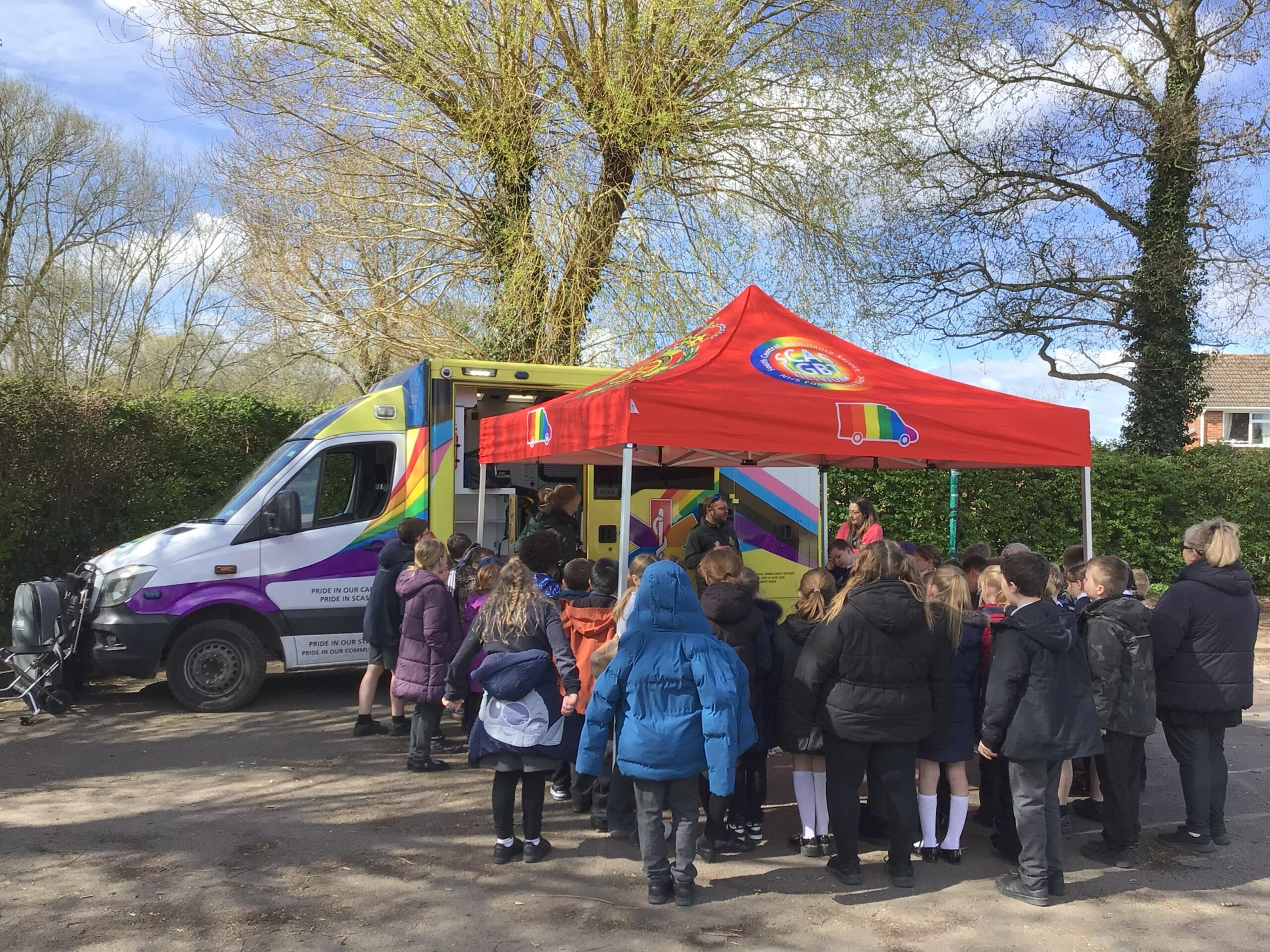 Paramedics engage with students at Chalgrove School